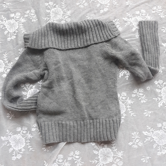 Gray Foldover Sailor Collar Sweater Pink Logo M - Picture 5 of 8